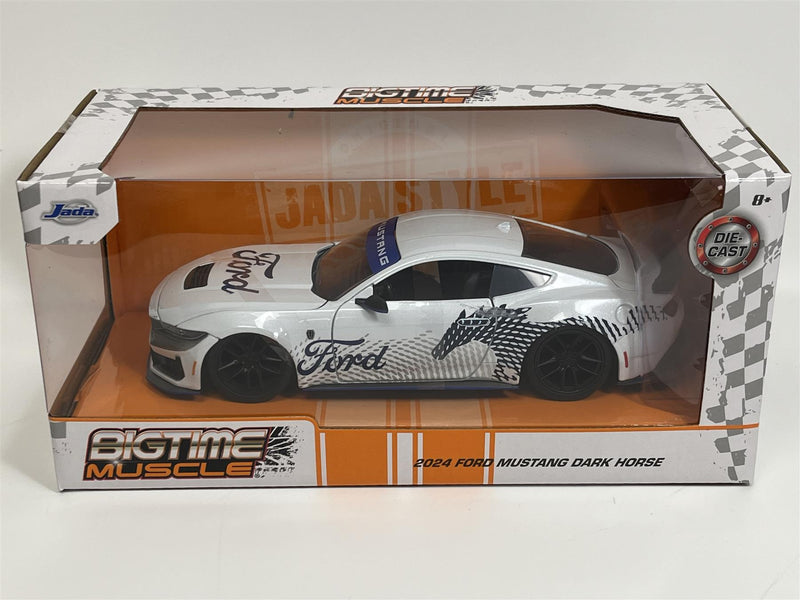 2024 Ford Mustang Dark Horse White Bigtime Muscle 1:24 Scale Jada 35279