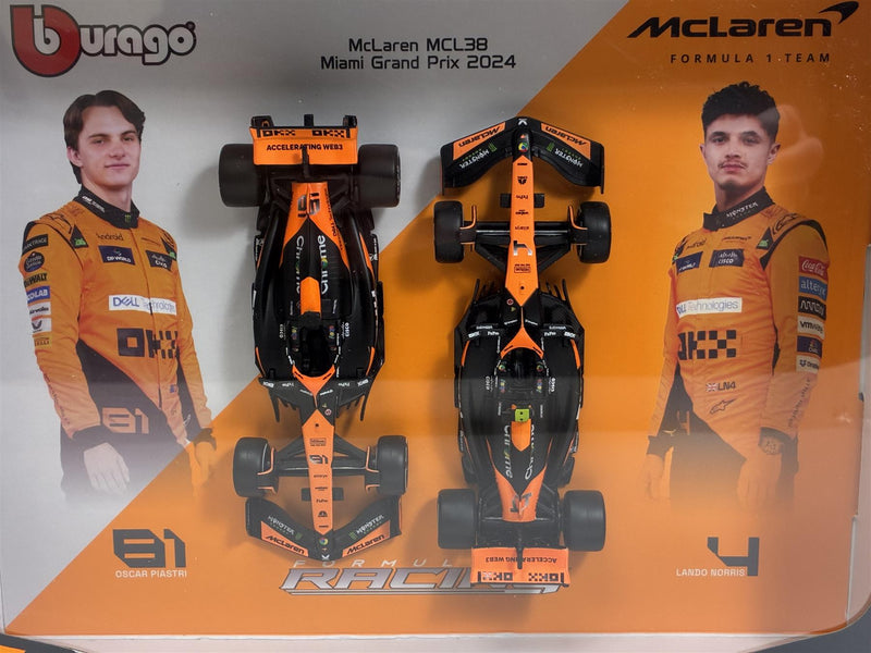 McLaren MCL38 Norris #4 and Piastri #81 2 Car Set 1:43 Scale Bburago 38109