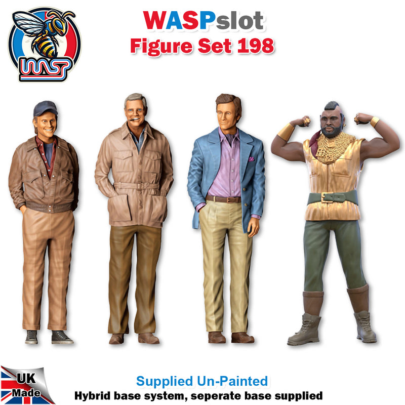 Trackside Unpainted Figures Scenery Display 4 x A Team Characters Set 198 New 1:32 Scale Wasp