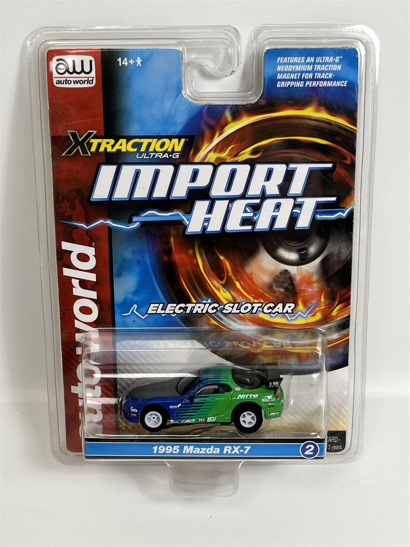 1995 Mazda RX-7 Blue Green HO Scale Slot Car X Traction Auto World SC378-2