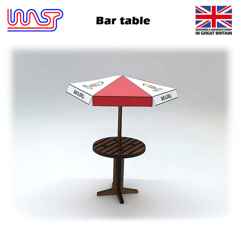 Slot Car Scenery Track Side Bar Table and Umbrella 3 pack 1:32 Scale Wasp