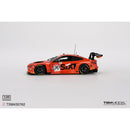 a red race car with black text