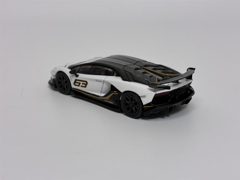Lamborghini Aventador SVJ 63 Bianco Asopo White LHD 1:64 Mini GT MGT00842L