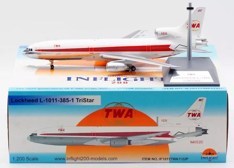 TWA Lockheed L-1011 N41020 Polished With Stand 1:200 Inflight200 IF1011TWA1122P