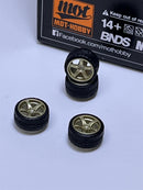 BNDS Custom Wheel Parts Wheel and Tyre Set Gold 1:64 MOT Hobby BC26402SGD