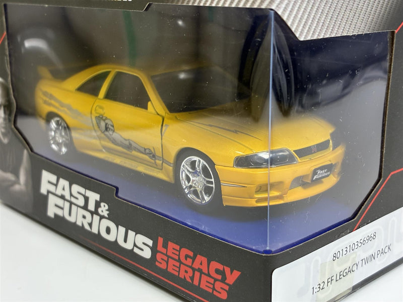Fast and Furious Twin Set 1989 Nissan Skyline GT-R Black and Nissan Skyline GT-R Yellow 1:32 Jada 35696