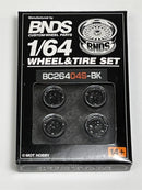 BNDS Custom Wheel Parts Wheel and Tyre Set Gloss Black 1:64 MOT Hobby BC26404SBK