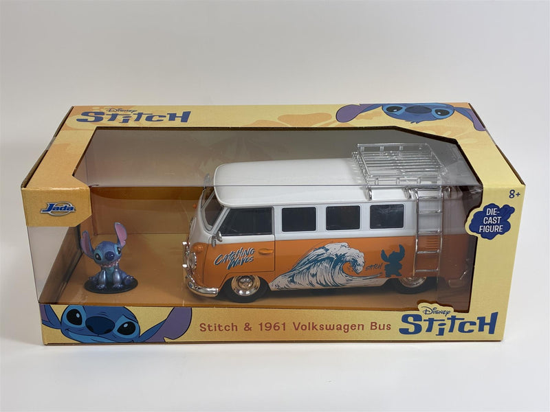 Stitch Figure and 1961 Volkswagen Bus 1:24 Scale Jada 36340
