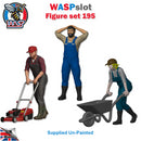 Trackside Unpainted Figures Scenery Display 3 x Gardeners Set 195 New 1:32 Scale Wasp