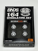 BNDS Custom Wheel Parts Wheel and Tyre Set White 1:64 MOT Hobby BC26404SWH