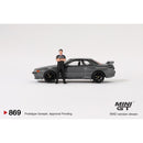 Nissan Skyline GT-R R32 Gunmetal with Matsuda Figure 1:64 Mini GT MGT00869R