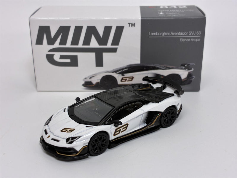 Lamborghini Aventador SVJ 63 Bianco Asopo White RHD 1:64 Mini GT MGT00842R