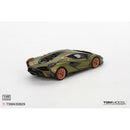 a green toy car with orange rims