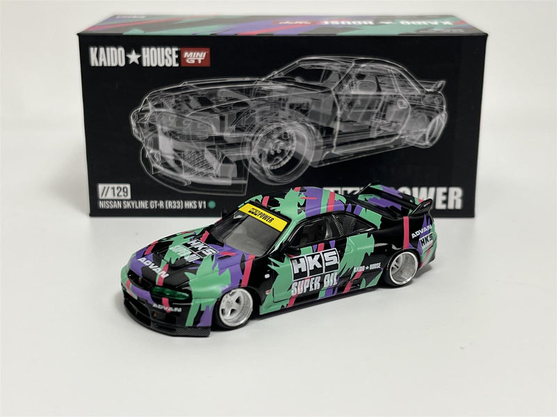 Nissan Skyline GTR R33 HKS V1 1:64 Scale Kaido House Mini GT MGTKHMG129