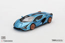 a blue toy car on a white background