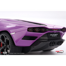 a close up of a purple sports car
