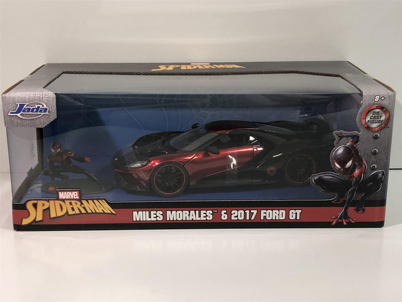 Spiderman Miles Morales 2017 Ford GT with Figure 1:24 Scale Jada 31190