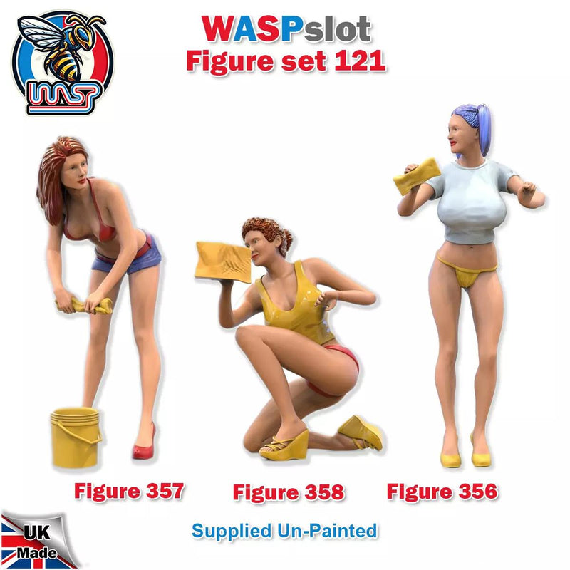 Trackside Unpainted Figures Female Car Washers x 3 Scenery Set 121 1:32 Wasp