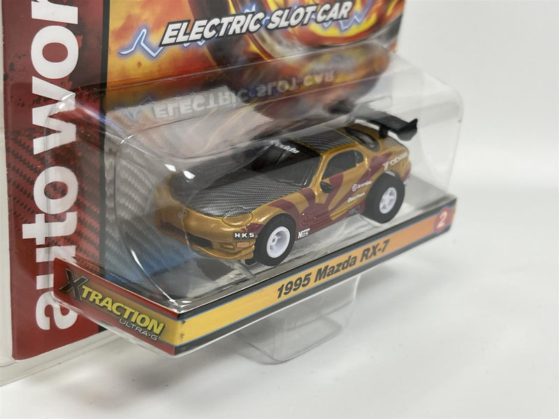 1995 Mazda RX-7 Gold Red HO Scale Slot Car X Traction Auto World SC378-2