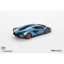 a blue toy car with orange rims