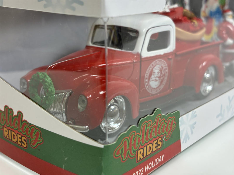 Mr and Mrs Santa Claus Figure and 2 Car Set Ford Pickup and Chevrolet Bel Air 1:32 Jada 34441