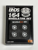BNDS Custom Wheel Parts Wheel and Tyre Set White 1:64 MOT Hobby BC26404WH