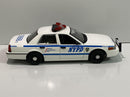 a white and blue police car