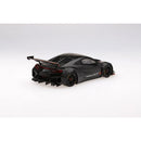 a black toy car with a white background