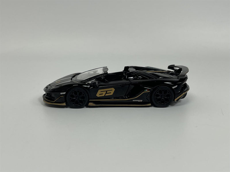 Lamborghini Aventador SVJ 63 Roadster Nero Aldebaran RHD 1:64 Mini GT MGT00803R