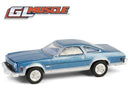 a blue toy car with text