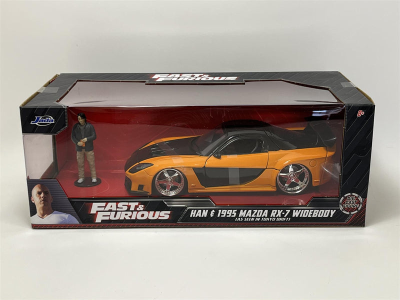 Fast and Furious Han Figure and 1995 Mazda RX-7 Widebody 1:24 Jada 253205002