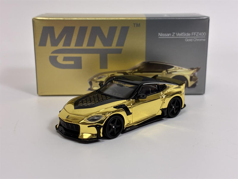 Nissan Z VeilSide FFZ400 Gold Chrome RHD 1:64 Scale Mini GT MGT00985R