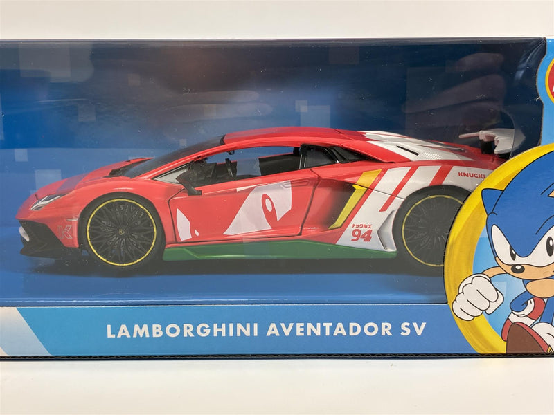 Sonic The Hedgehog Knuckles Figure and Lamborghini Aventador SV 1:24 Scale Jada 36264