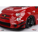 a close up of a red car