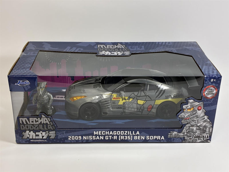 Mechagodzilla Figure and 2009 Nissan GT-R R35 Ben Sopra 1:24 Scale Jada 36285