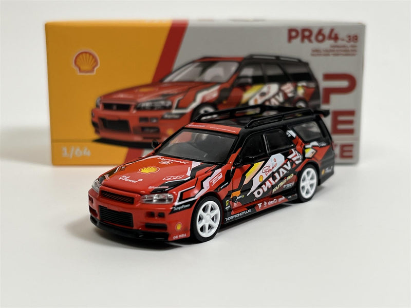 Nissan Shell Valino Stagea R34 Pluto MOK Driftagea 34 1:64 Pop Race PR640038