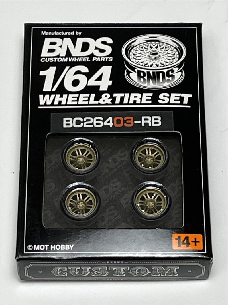 BNDS Custom Wheel Parts Wheel and Tyre Set Bronze 1:64 MOT Hobby BC26403RB