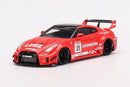 a red race car with black roof
