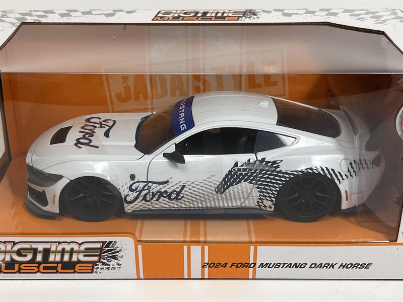 2024 Ford Mustang Dark Horse White Bigtime Muscle 1:24 Scale Jada 35279