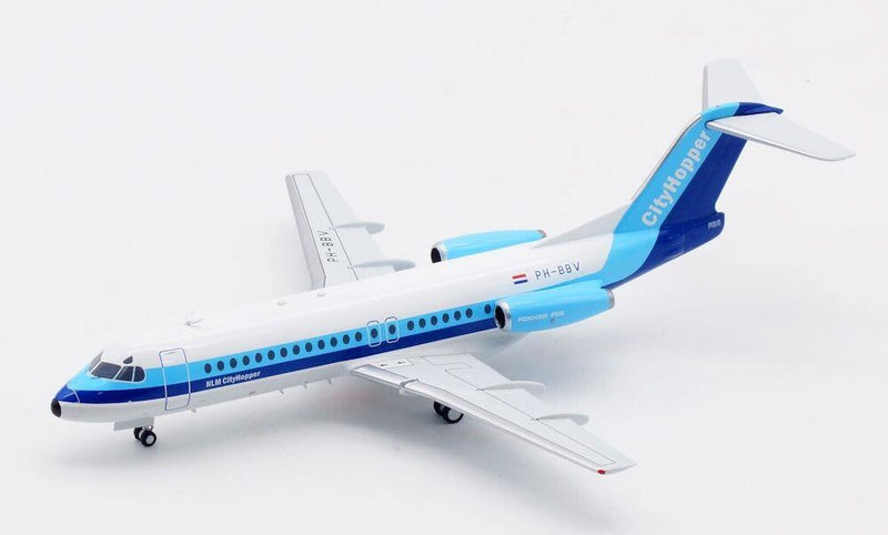 NLM Cityhopper Fokker F-28-4000 Fellowship PH-BBV With Stand 1:200 Scale Inflight200 IF28NLM0220