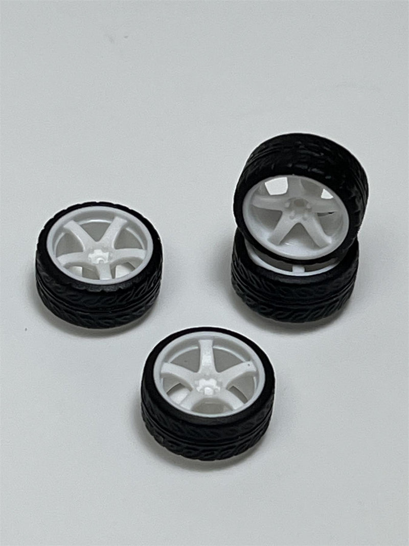 BNDS Custom Wheel Parts Wheel and Tyre Set White 1:64 MOT Hobby BC26402WH