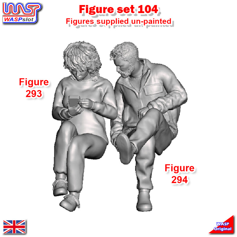 Trackside Unpainted Figures Sitting x 2 Scenery Display Set 104 1:32 Wasp