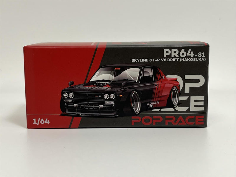 Skyline GT R V8 Drift Hakosuka Advan 1:64 Pop Race PR640081