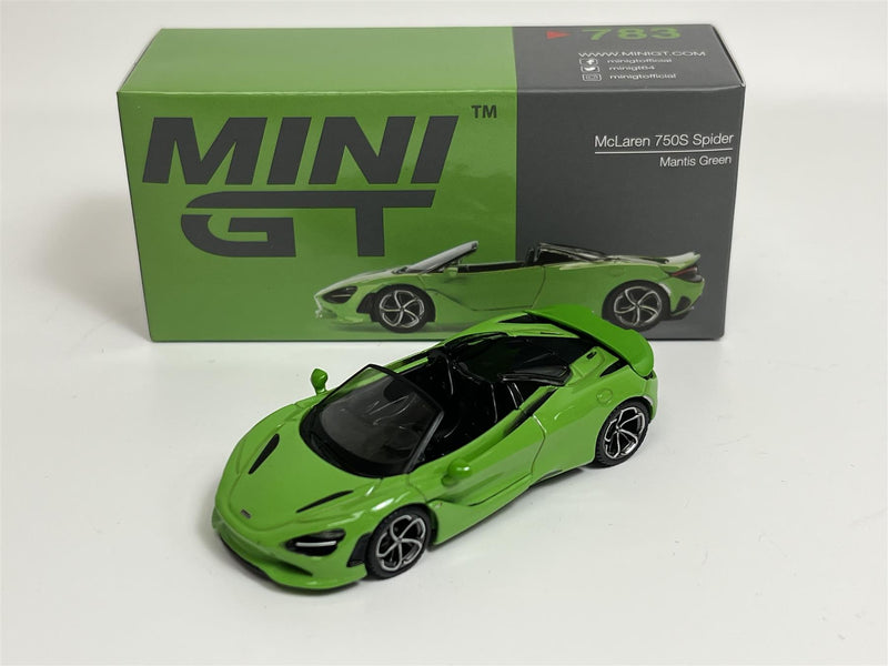 McLaren 750S Spider Mantis Green LHD 1:64 Scale Mini GT MGT00783L