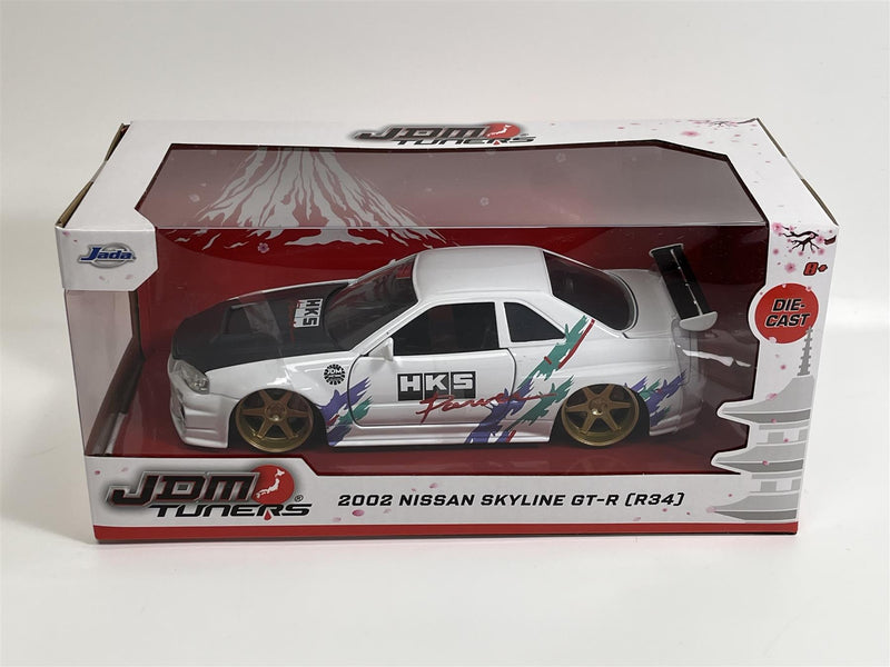 Nissan Skyline 2002 GTR R34 JDM Tuners White 1:24 Jada 36339
