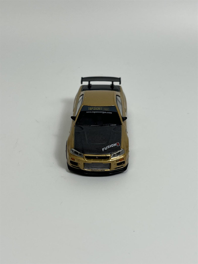 Nissan Skyline GTR R34 Top Secret Gold Japan Exclusive 1:64 Scale Mini GT MGT00676R