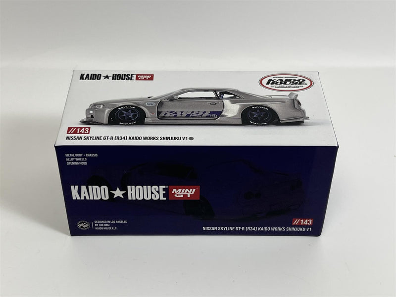 Nissan Skyline GT R R34 Kaido Works Shinjuku V1 1:64 Mini GT KHMG143
