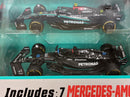 Mercedes AMG Petronas Formula 1 Set of 7 Cars with Display Stand 1:43 Scale Bburago 38170