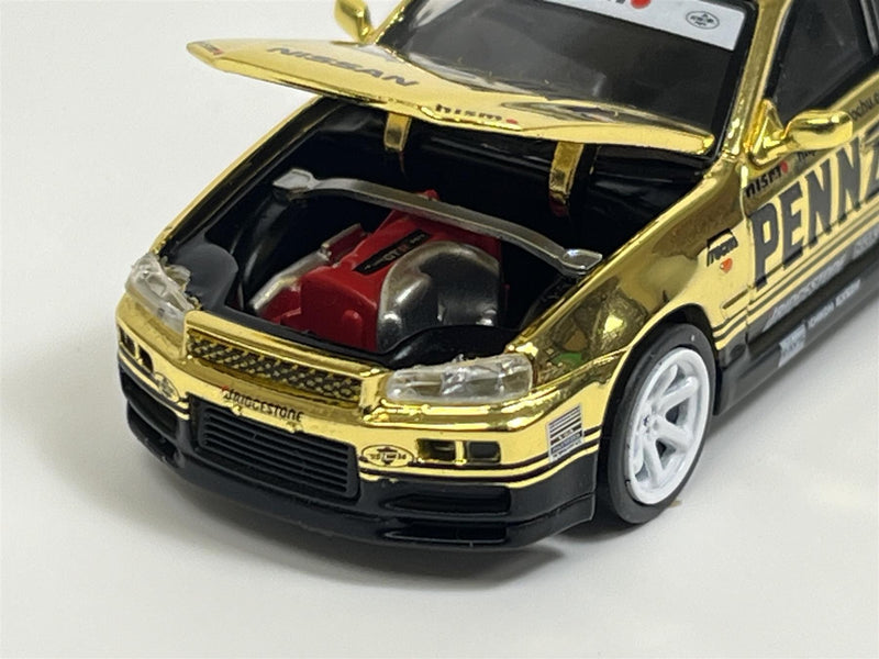 Nissan Stagea Pennzoil Gold Chrome 1:64 Scale Pop Race PR640057