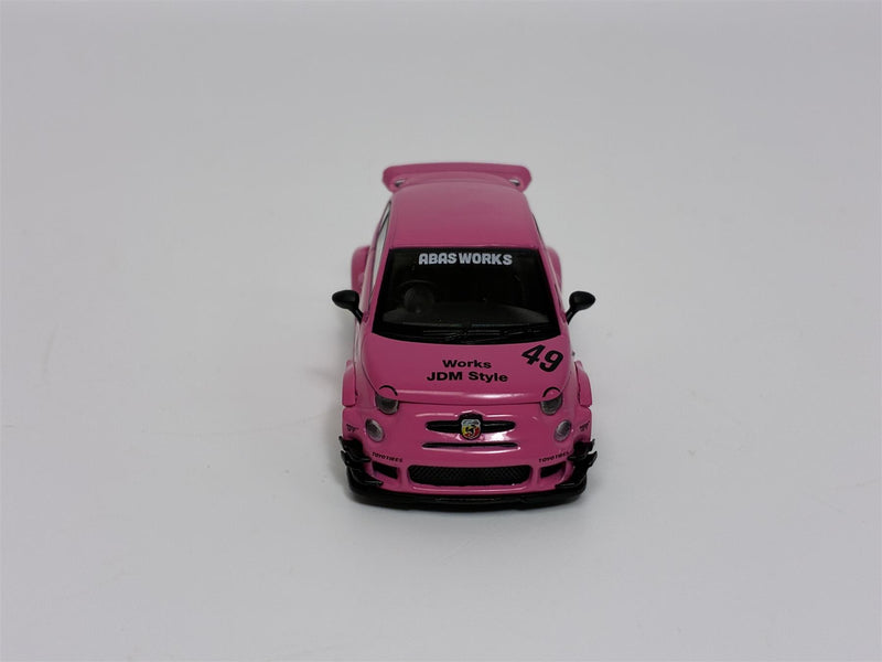Abarth 595 LB Works Abas Works Pink RHD 1:64 Mini GT MGT00851R
